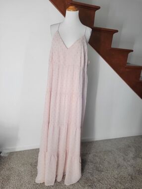 Express V neck Light Blush Pink Sleeveless Maxi Dress Size XL New